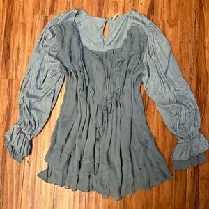 Free People Blue Prairie Dust Romper Dress M